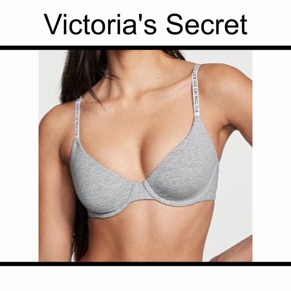 Victoria’s Secret T Shirt Unlined Perfect Coverage Bra 36C Grey - Picture 1 of 8